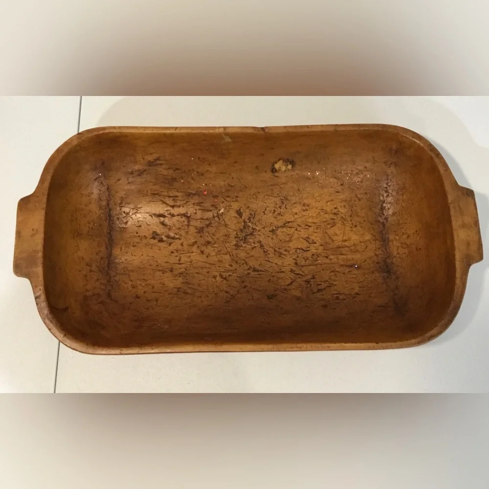 Handcrafted Rustic Wooden Dough Bowl - Brown